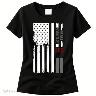 We Will Never Forget 9.11.01 USA Flag Women's T-Shirt