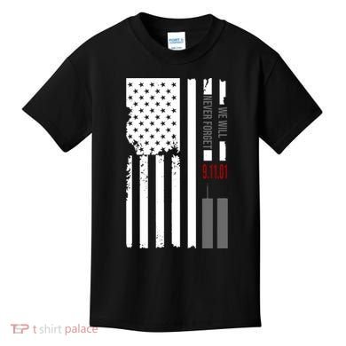 We Will Never Forget 9.11.01 USA Flag Kids T-Shirt