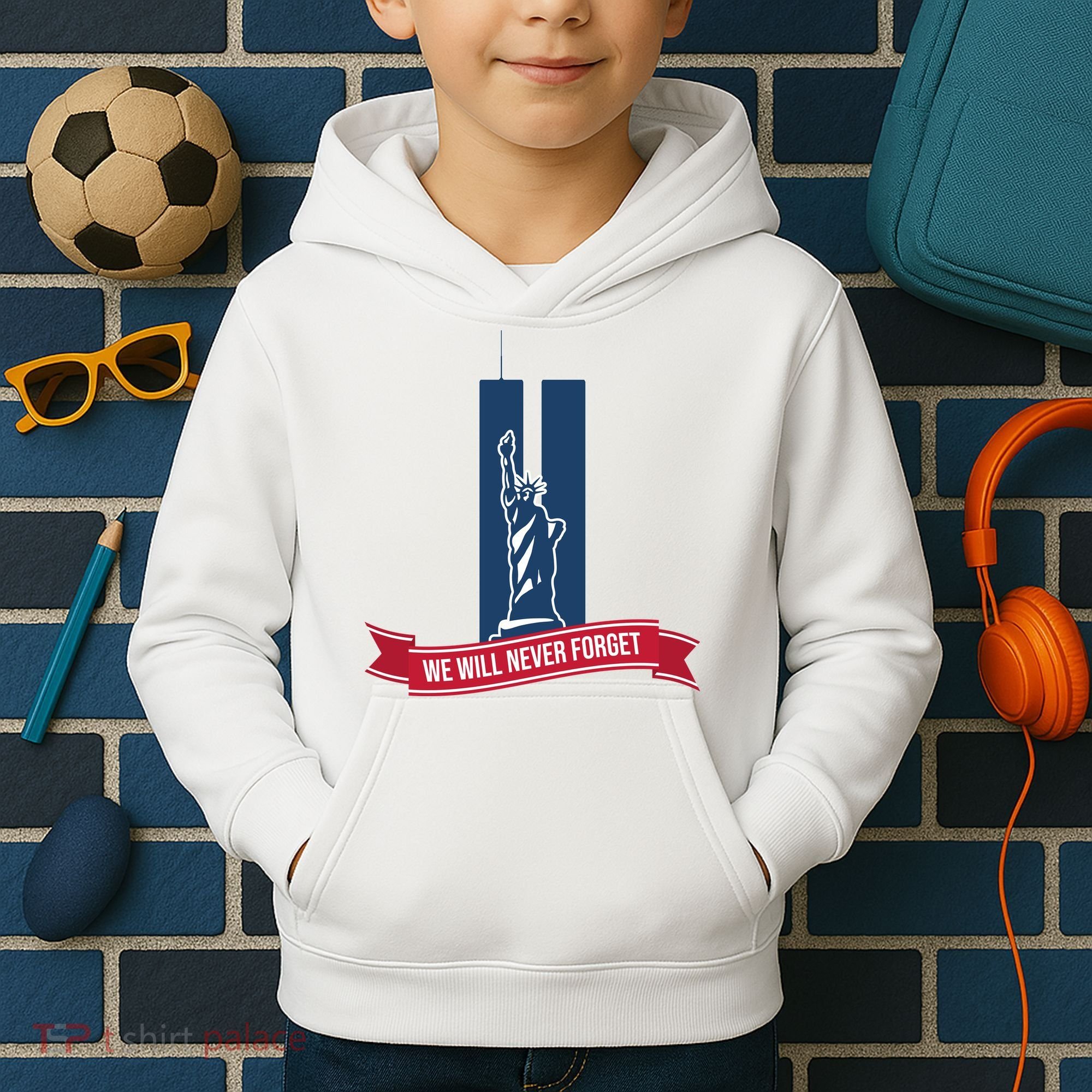 We Will Never Forget 09.11.01 Statue Of Liberty Kids Hoodie