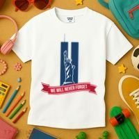 We Will Never Forget 09.11.01 Statue Of Liberty Kids T-Shirt thumb 3