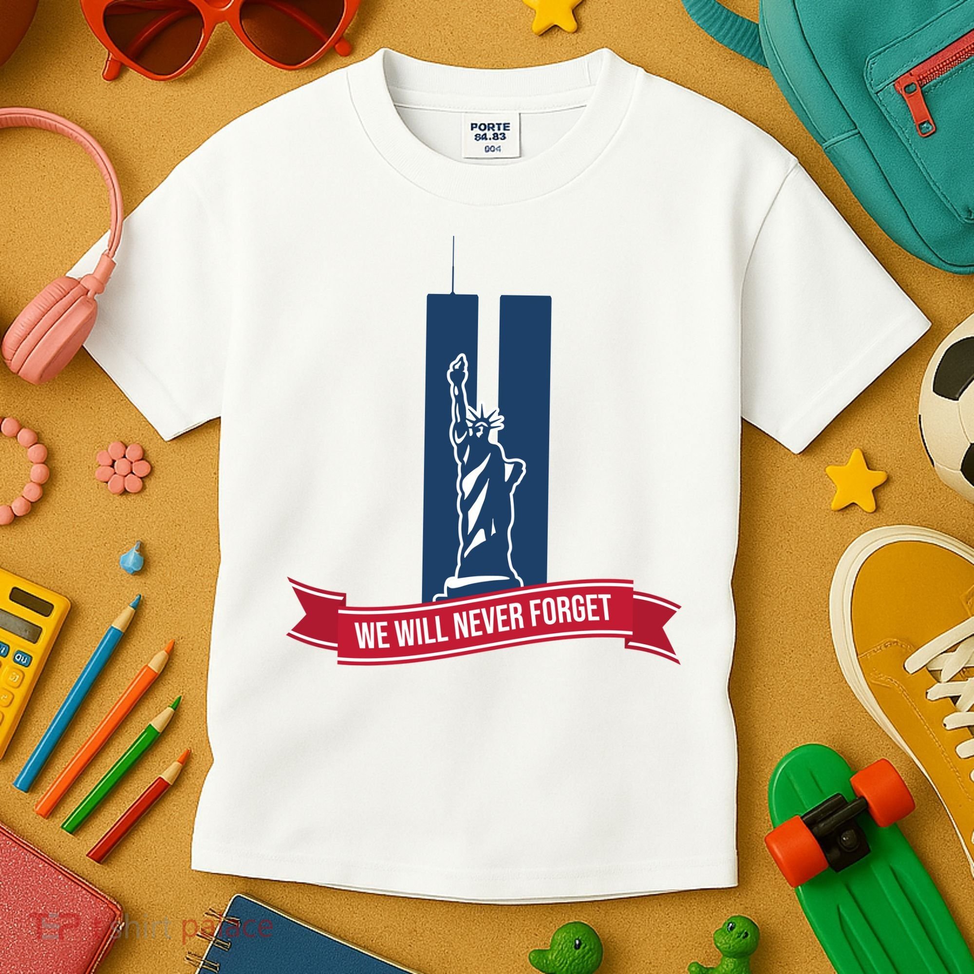 We Will Never Forget 09.11.01 Statue Of Liberty Kids T-Shirt