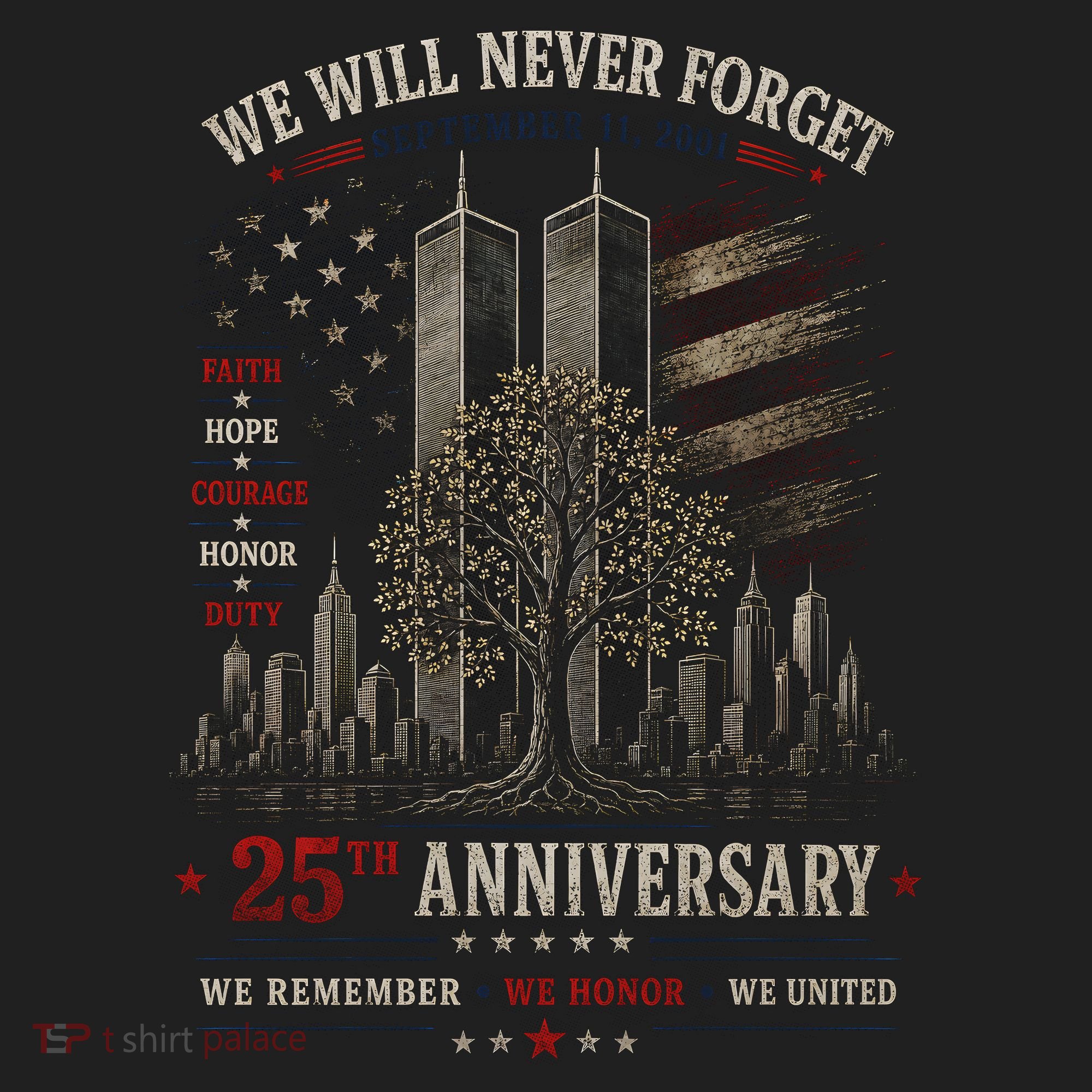 We Will Never Forget September 11 25th Anniversary Tribute Beanie