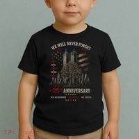 We Will Never Forget September 11 25th Anniversary Tribute Toddler T-Shirt thumb 2