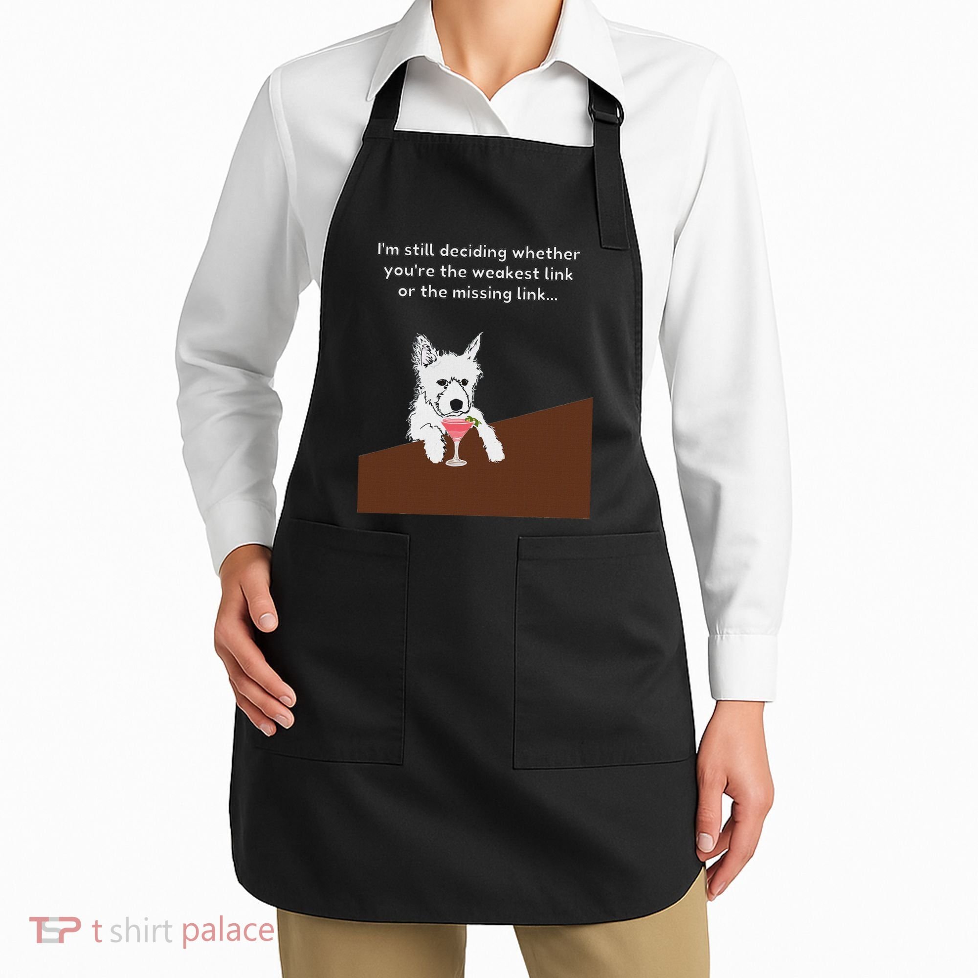 Westie “Weakest Or Missing Link” Insult Graphic Apron