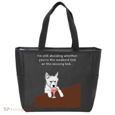 Westie “Weakest Or Missing Link” Insult Graphic Tote Bag