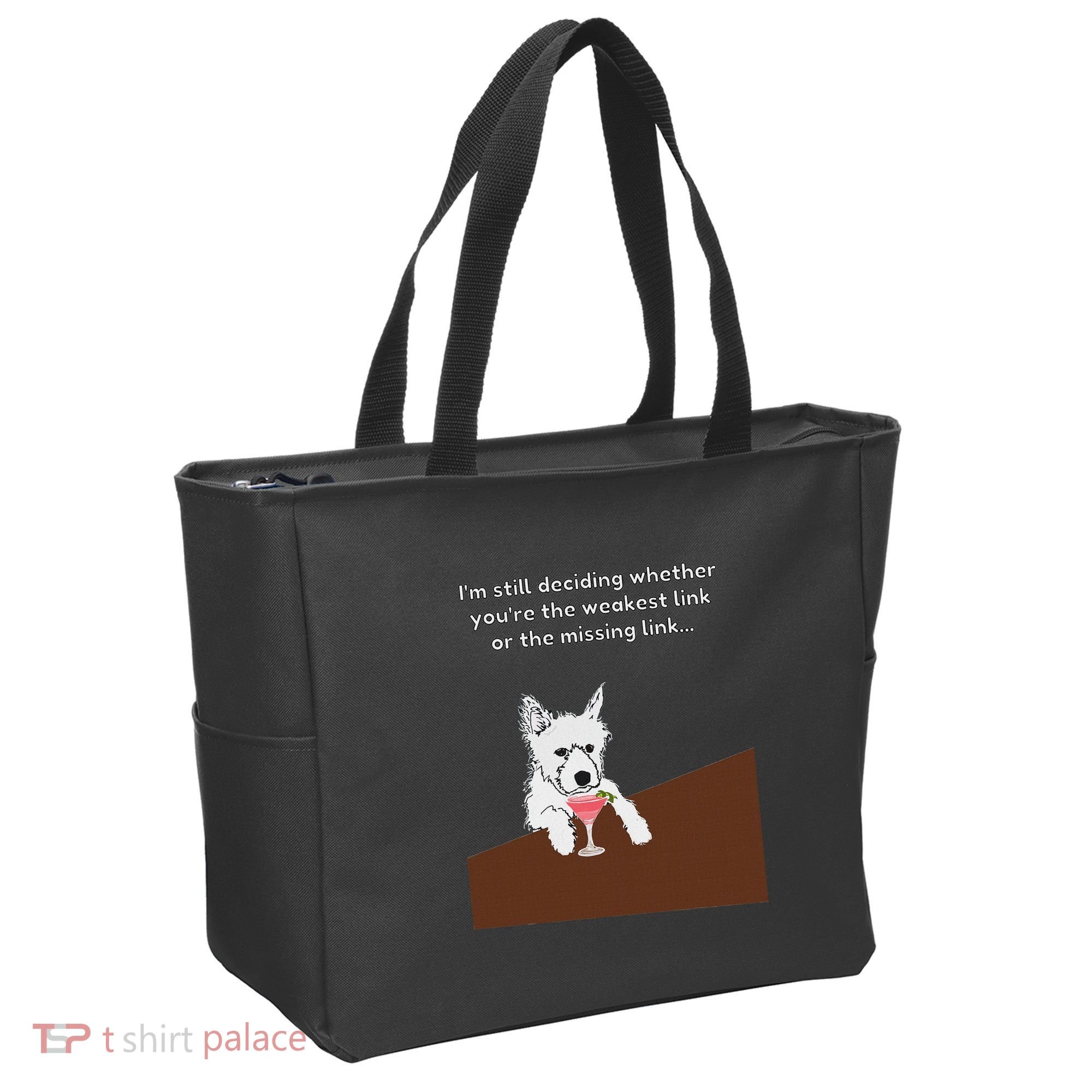 Westie “Weakest Or Missing Link” Insult Graphic Tote Bag