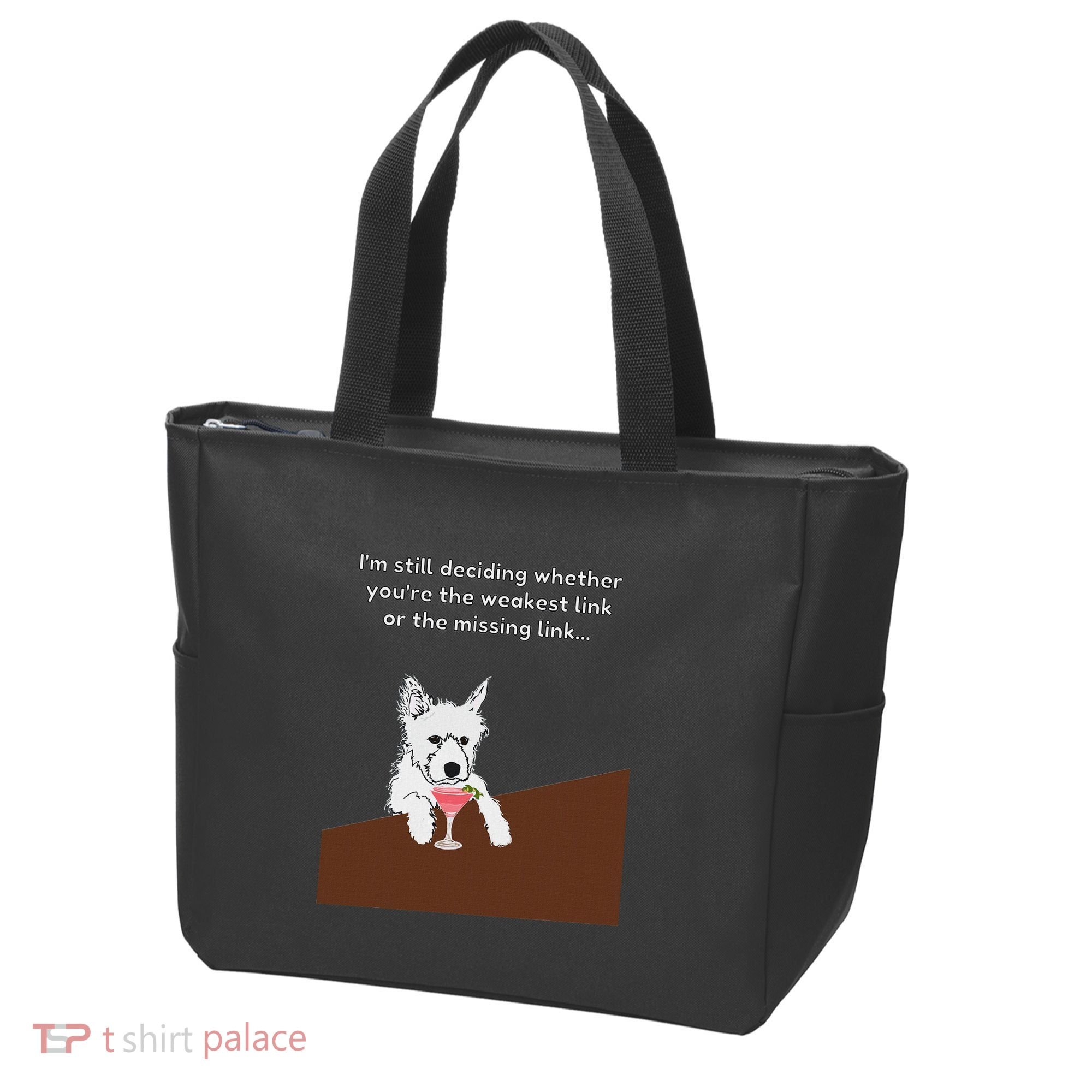 Westie “Weakest Or Missing Link” Insult Graphic Tote Bag