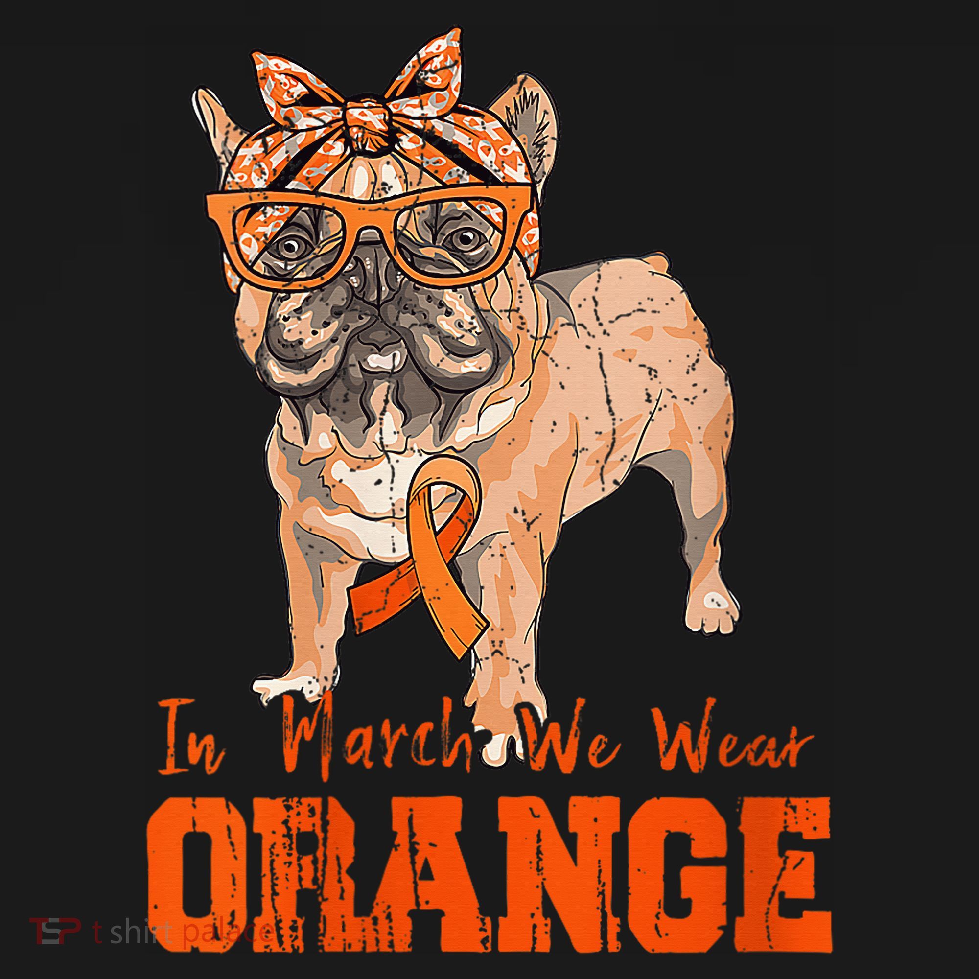 We Wear Orange Frenchie Dog Multiple Sclerosis Awareness Women's Tank Top