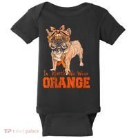 We Wear Orange Frenchie Dog Multiple Sclerosis Awareness Baby Bodysuit thumb 0