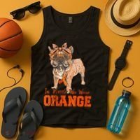 We Wear Orange Frenchie Dog Multiple Sclerosis Awareness Tank Top thumb 4