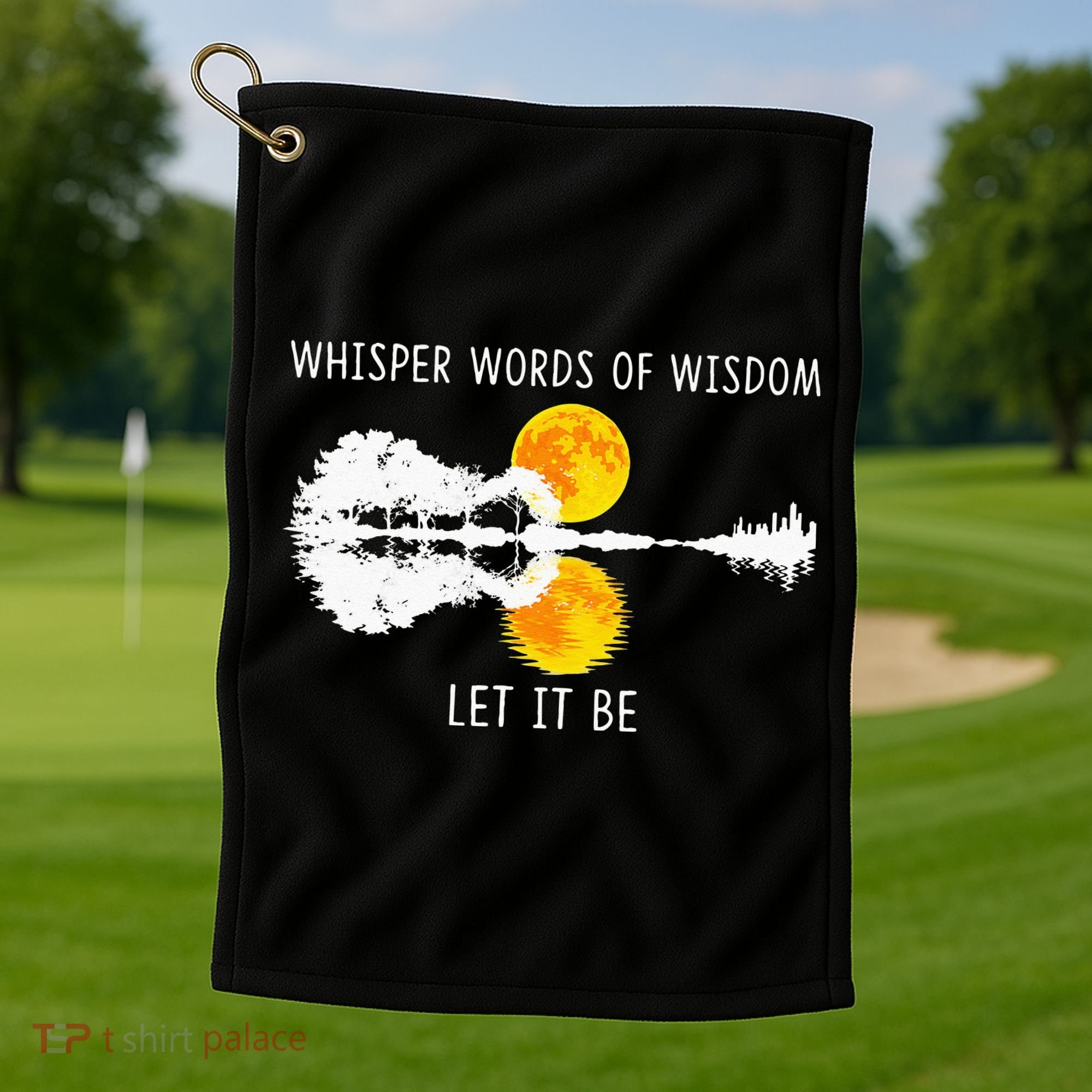 Whisper Words Of Wisdom LetIt Be Guitar Lake Shadow Golf Towel