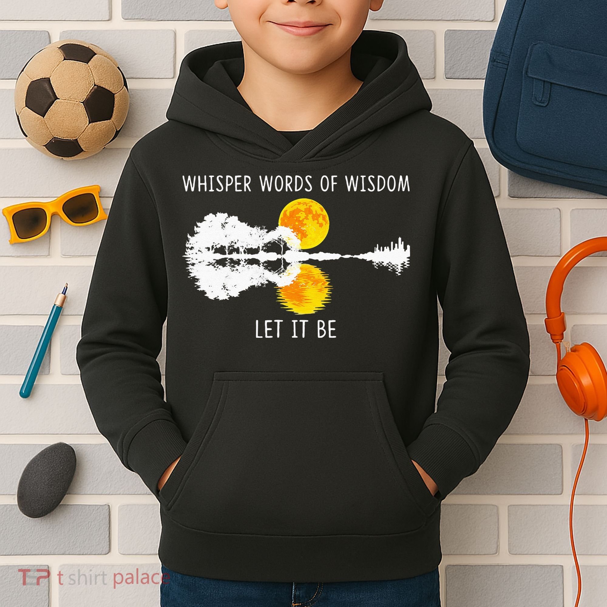 Whisper Words Of Wisdom LetIt Be Guitar Lake Shadow Kids Hoodie