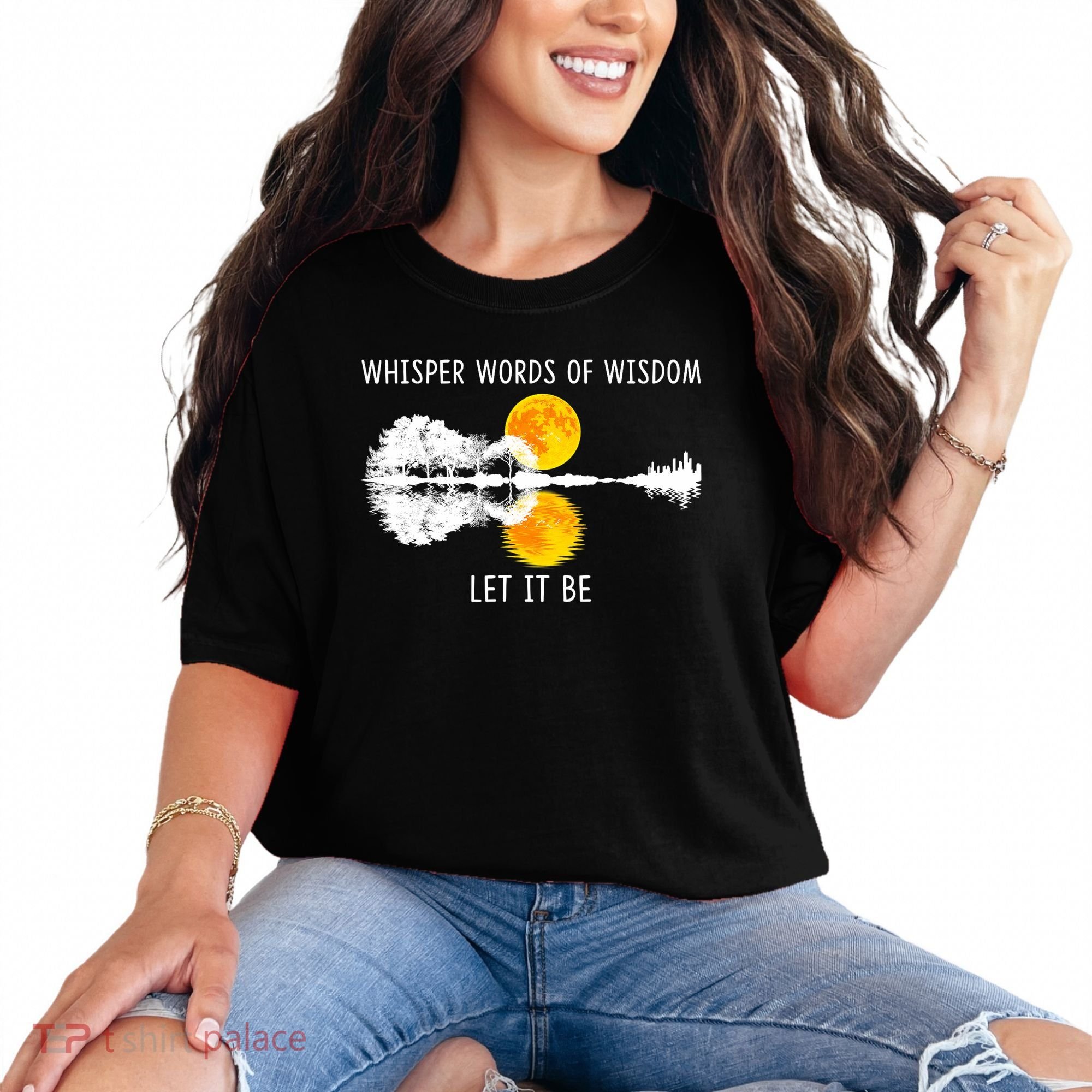 Whisper Words Of Wisdom Let It Be Guitar Lake Shadow Comfort Colors T-Shirt