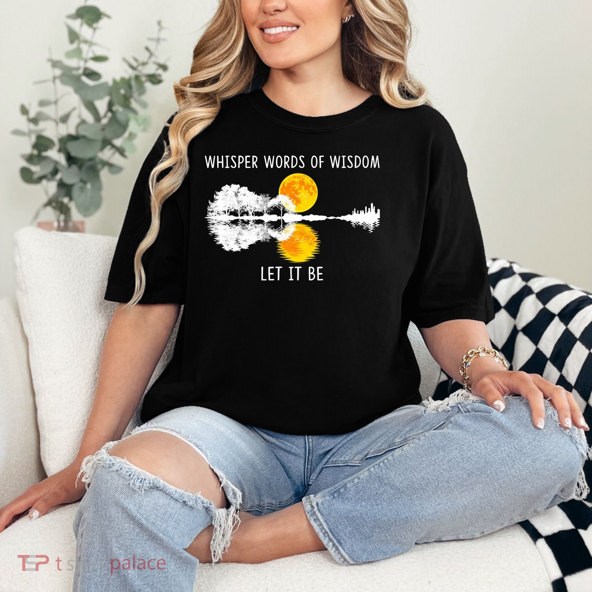 Whisper Words Of Wisdom Let It Be Guitar Lake Shadow Comfort Colors T-Shirt