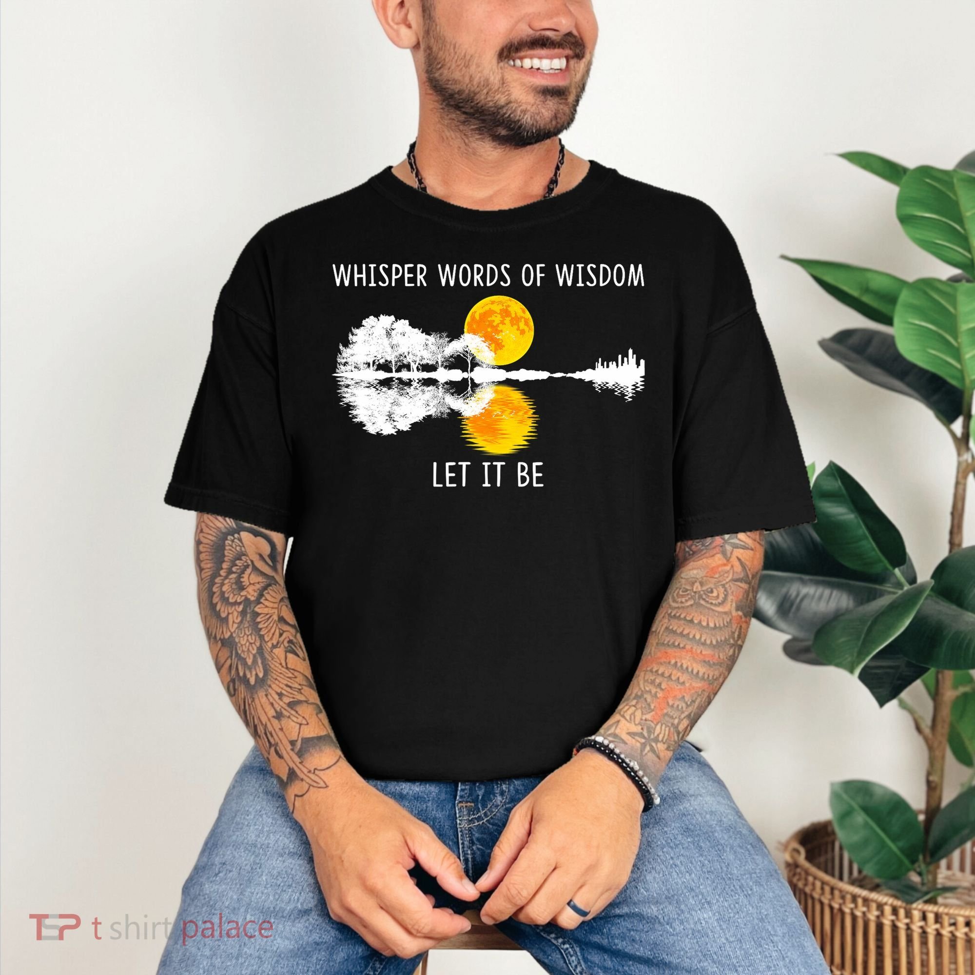 Whisper Words Of Wisdom Let It Be Guitar Lake Shadow Comfort Colors T-Shirt