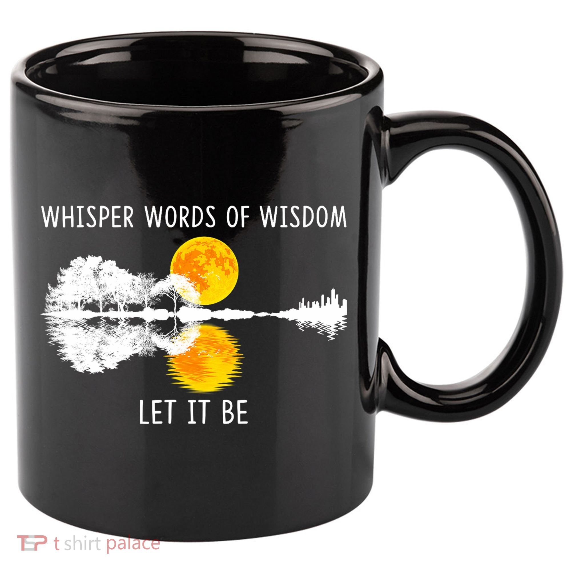Whisper Words Of Wisdom Let It Be Guitar Lake Shadow 11oz C Handle Ceramic Mug