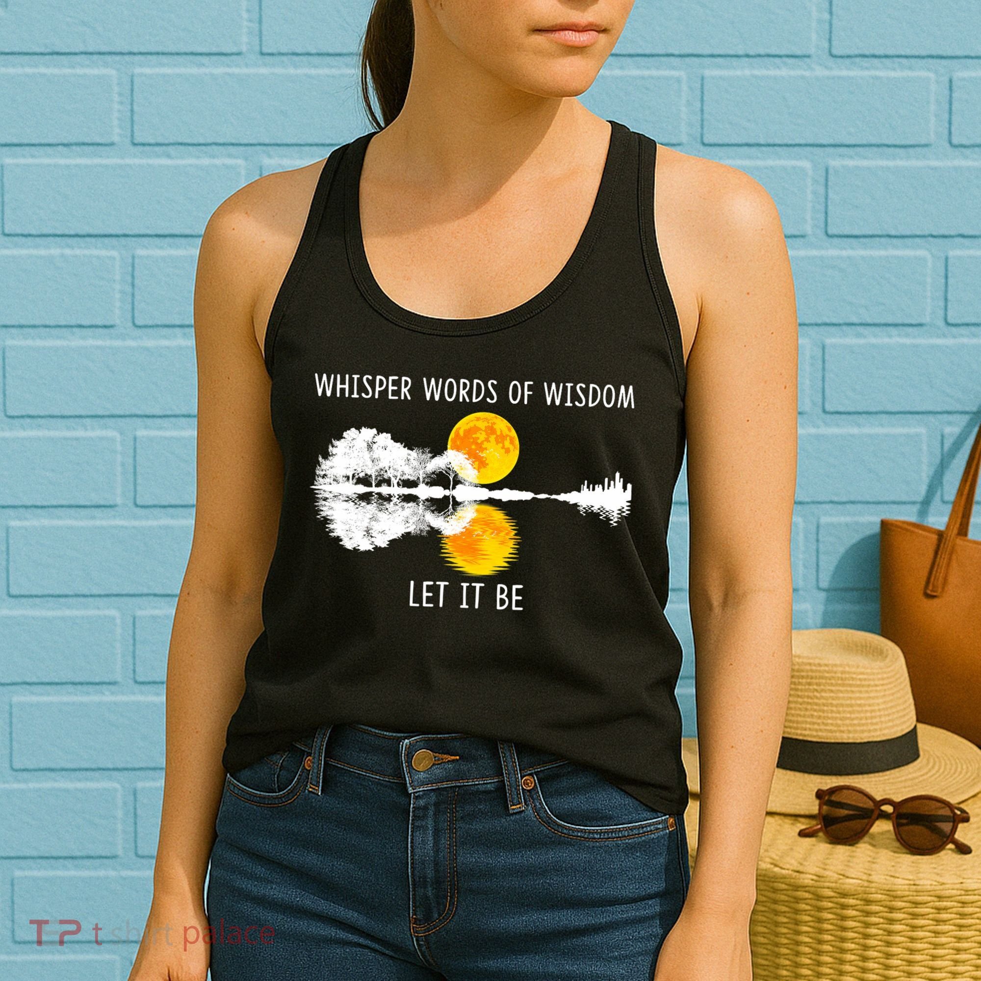 Whisper Words Of Wisdom Let It Be Guitar Lake Shadow Women's Tank Top