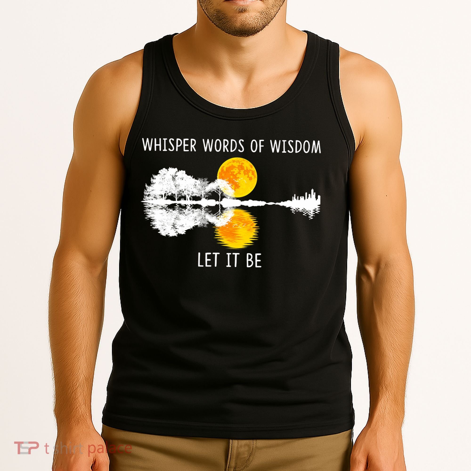 Whisper Words Of Wisdom Let It Be Guitar Lake Shadow Tank Top