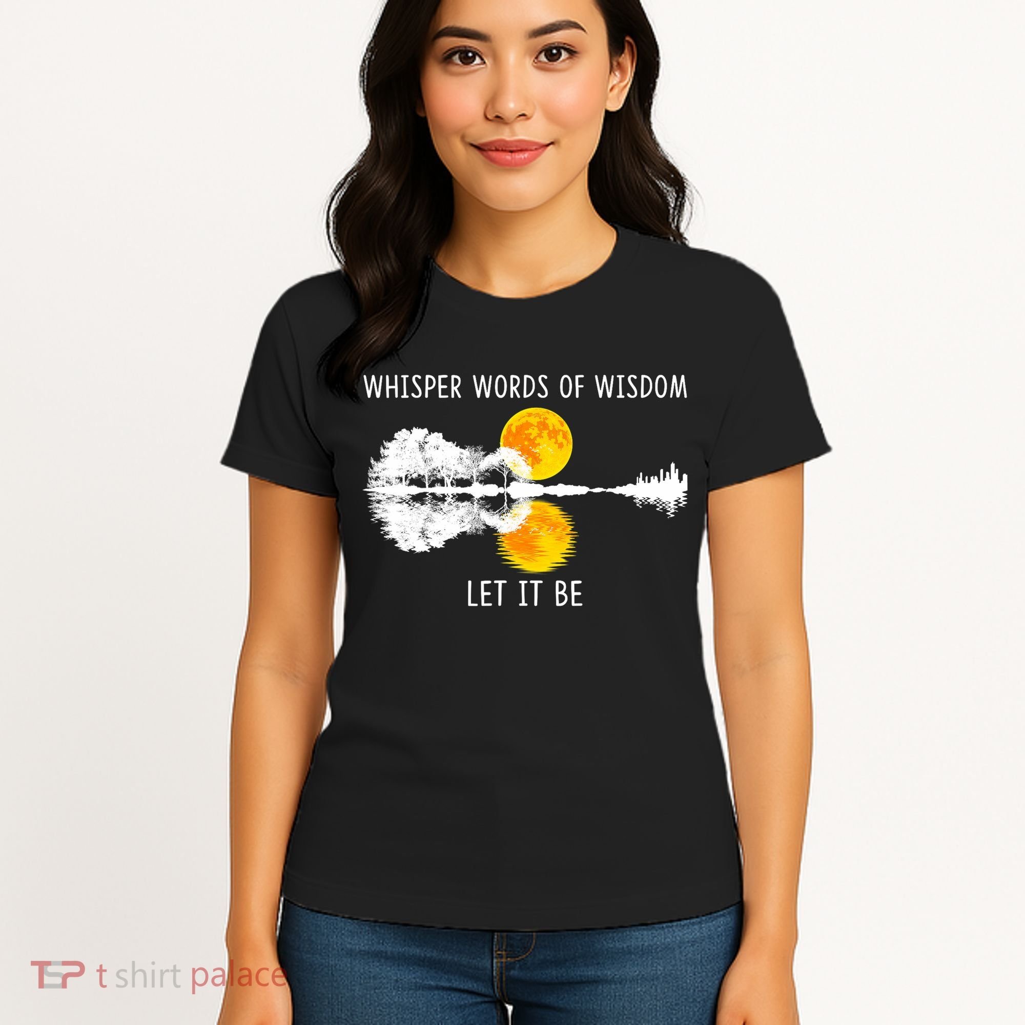 Whisper Words Of Wisdom Let It Be Guitar Lake Shadow Women's T-Shirt