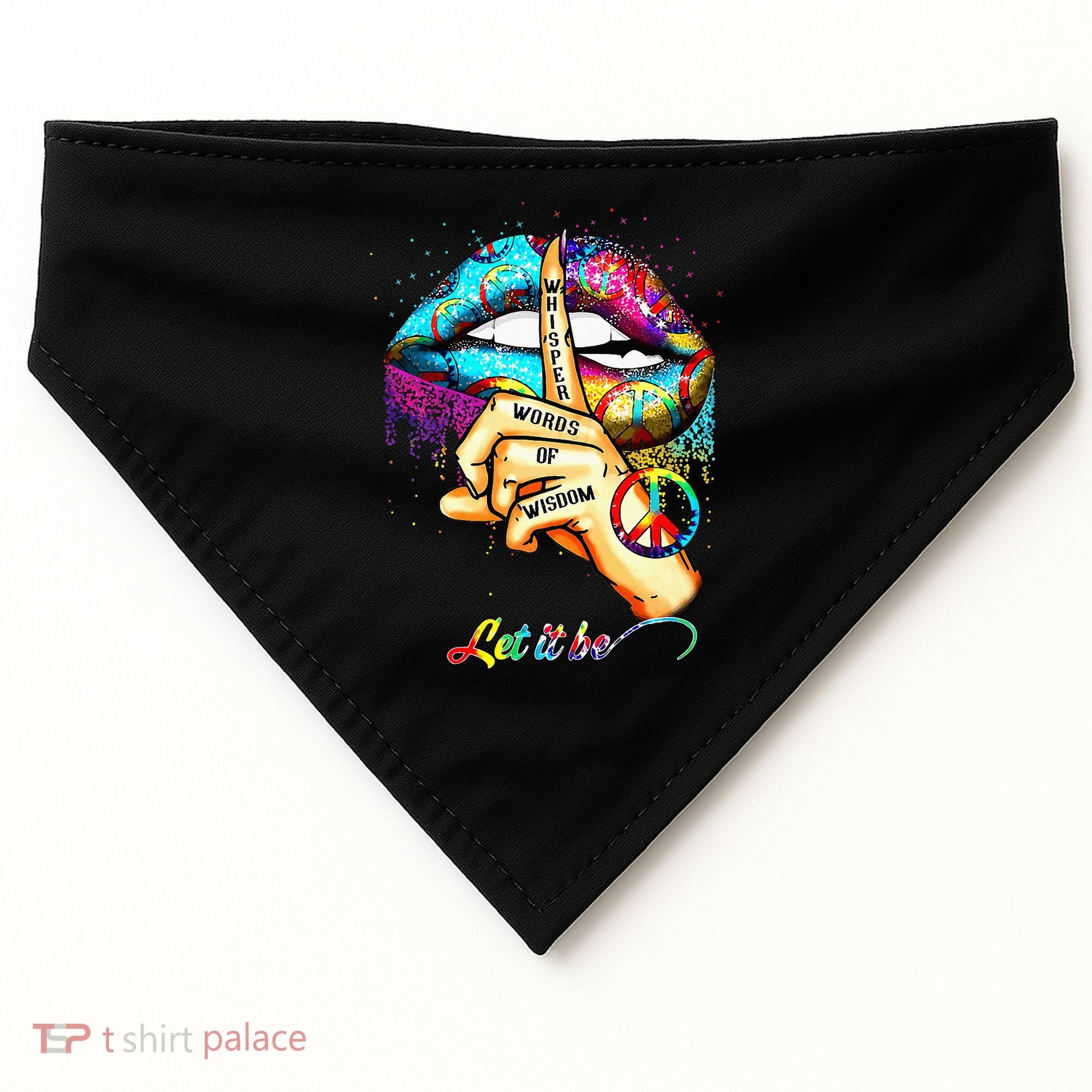 Whisper words of wisdom let peace let funny quotes USA-Made Doggie Bandana