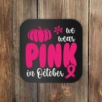 We Wear Pink In October Pumpkin Ribbon Coaster thumb 0
