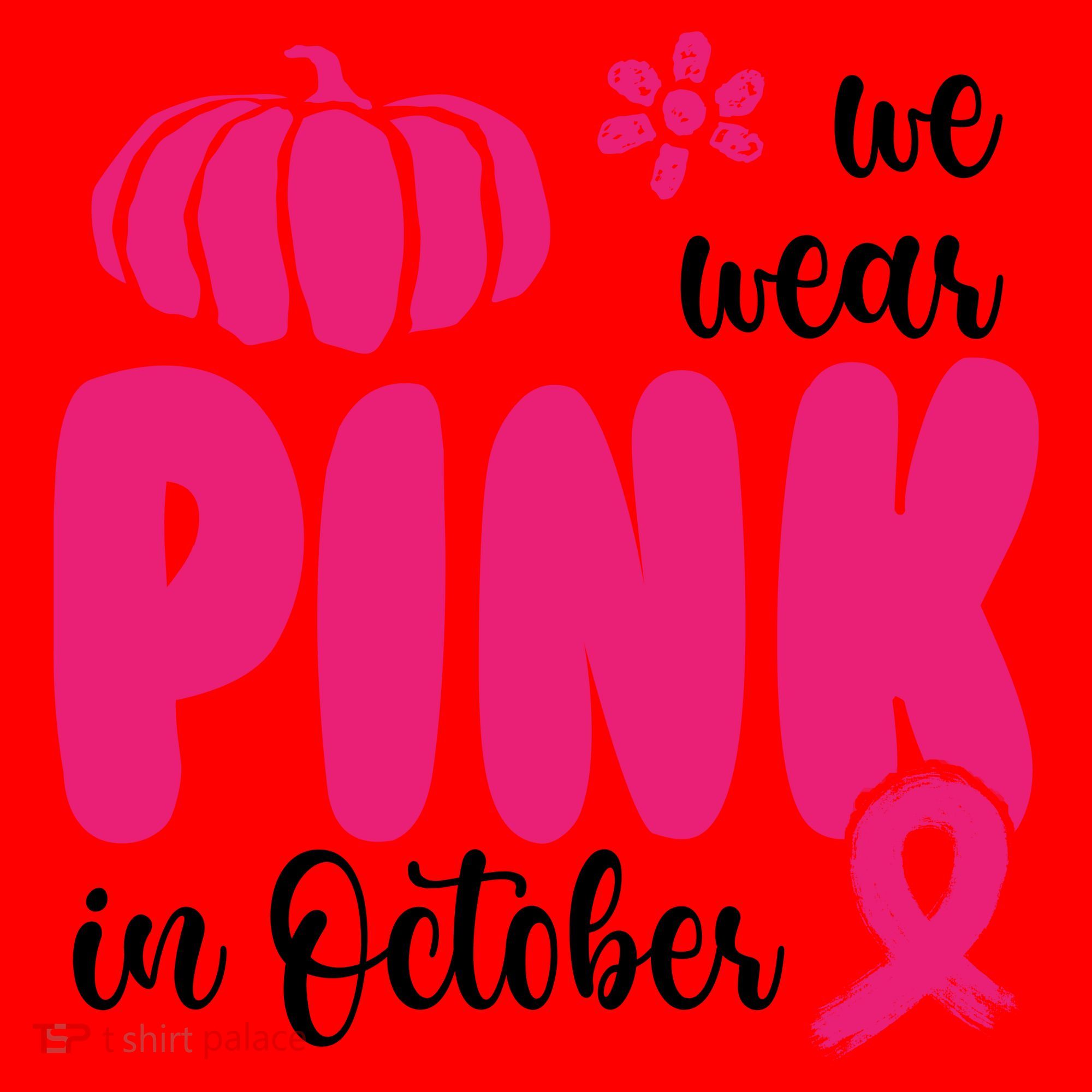 We Wear Pink In October Pumpkin Ribbon Santa Hat