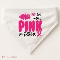 We Wear Pink In October Pumpkin Ribbon USA-Made Doggie Bandana thumb 0