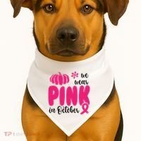 We Wear Pink In October Pumpkin Ribbon USA-Made Doggie Bandana thumb 1