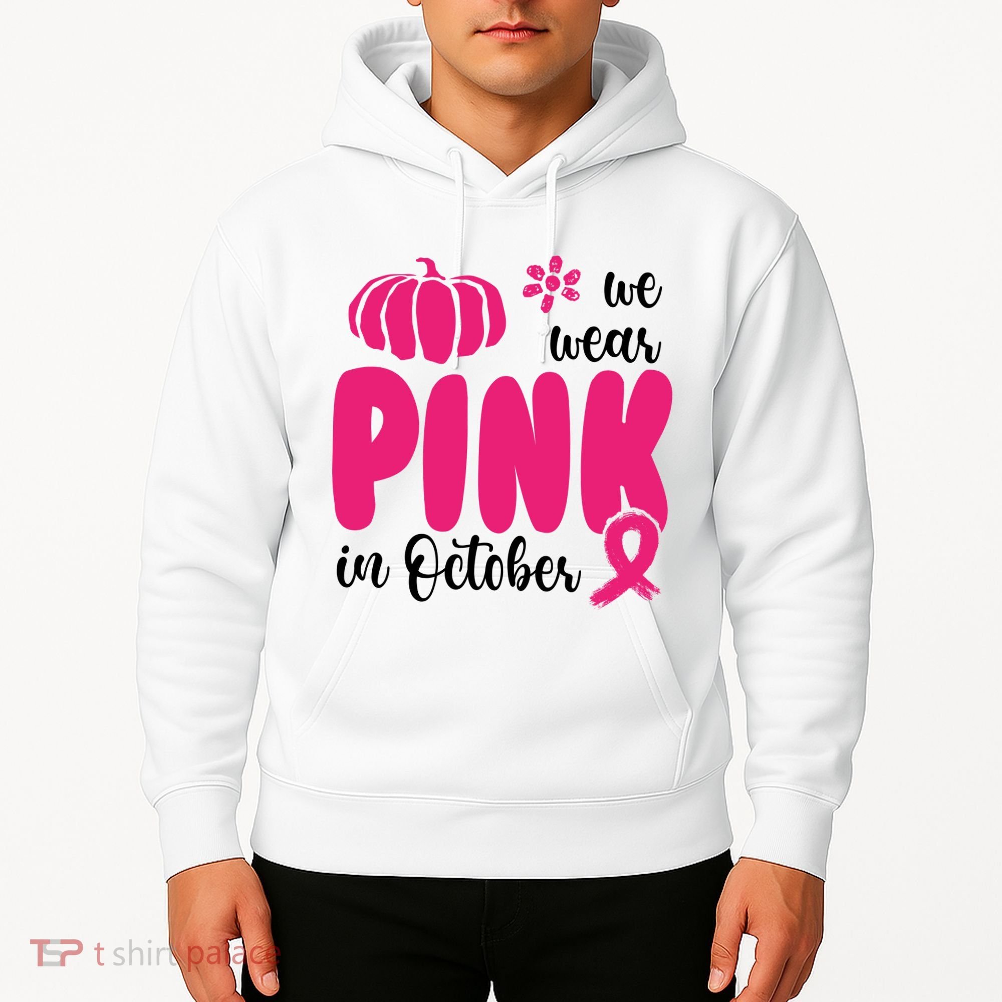 We Wear Pink In October Pumpkin Ribbon Hoodie