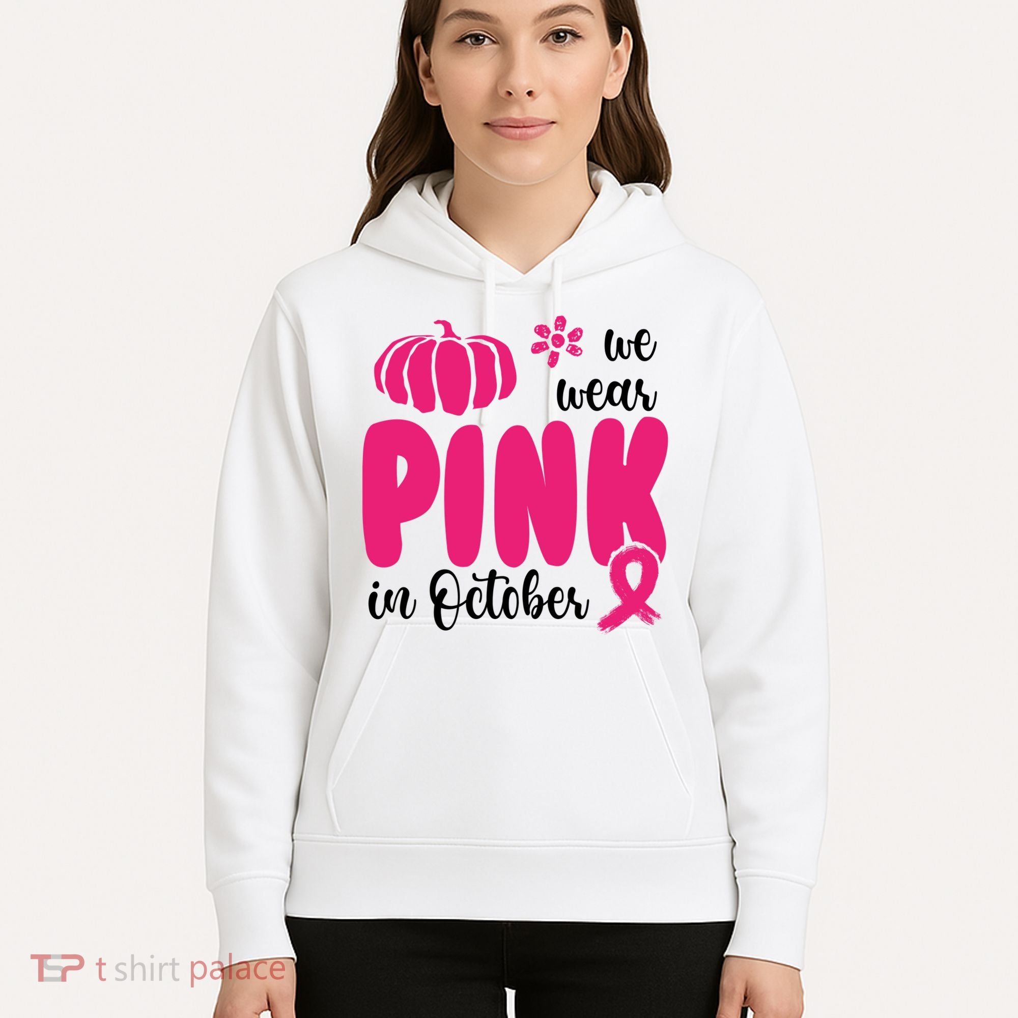 We Wear Pink In October Pumpkin Ribbon Hoodie