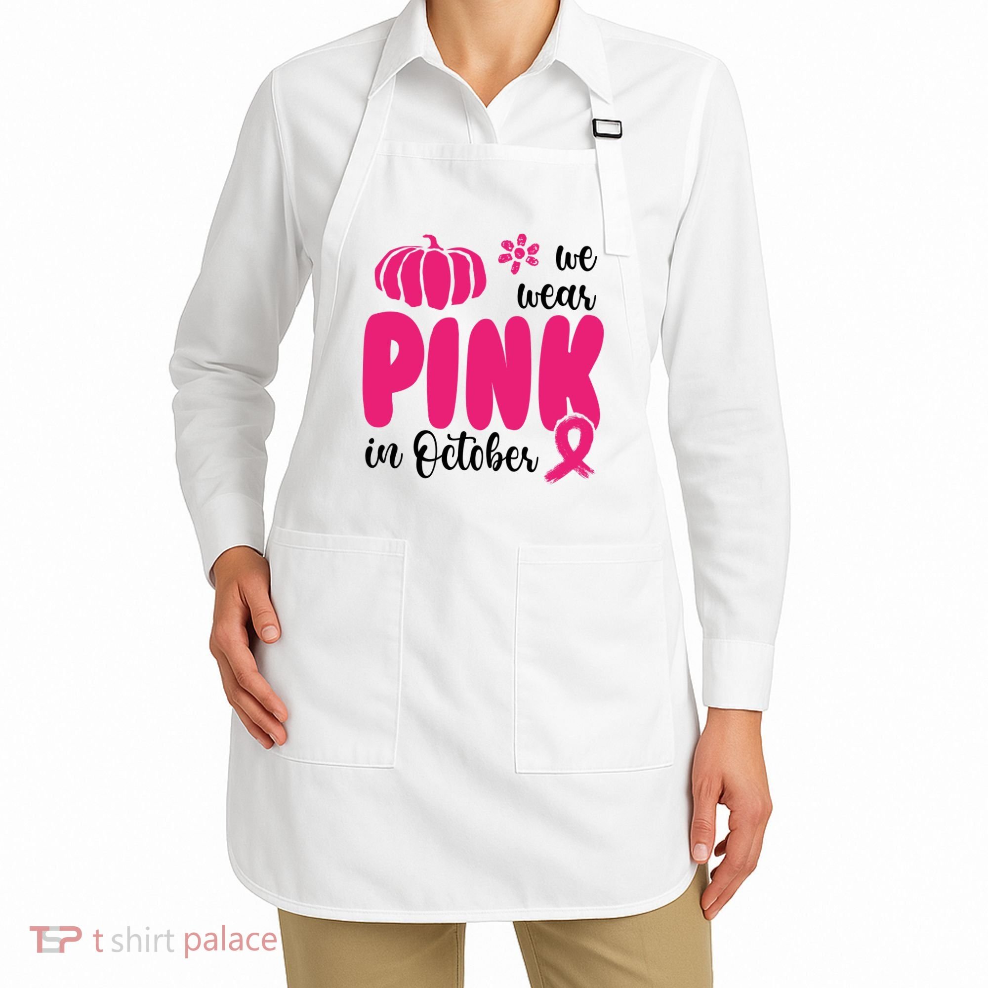We Wear Pink In October Pumpkin Ribbon Apron