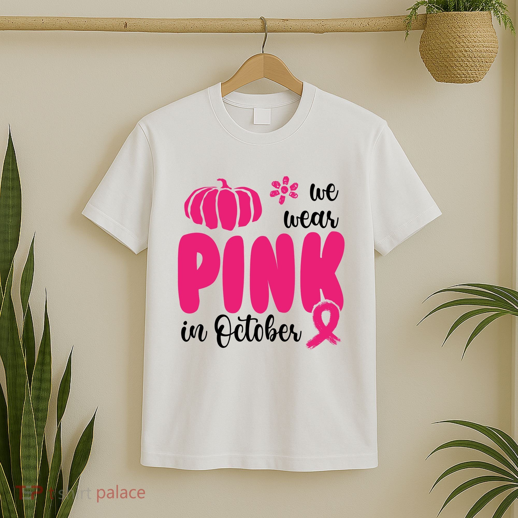 We Wear Pink In October Pumpkin Ribbon T-Shirt