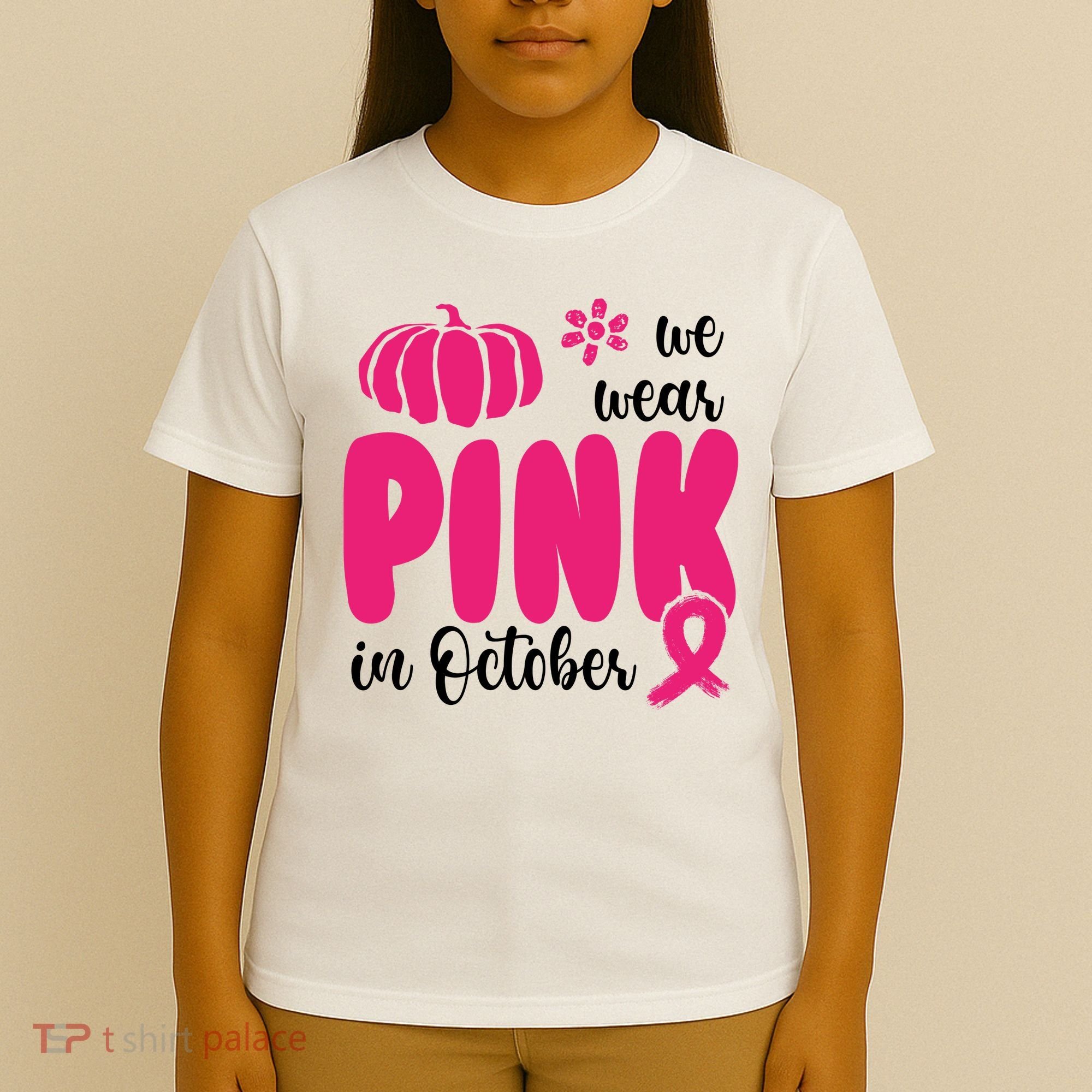 We Wear Pink In October Pumpkin Ribbon T-Shirt
