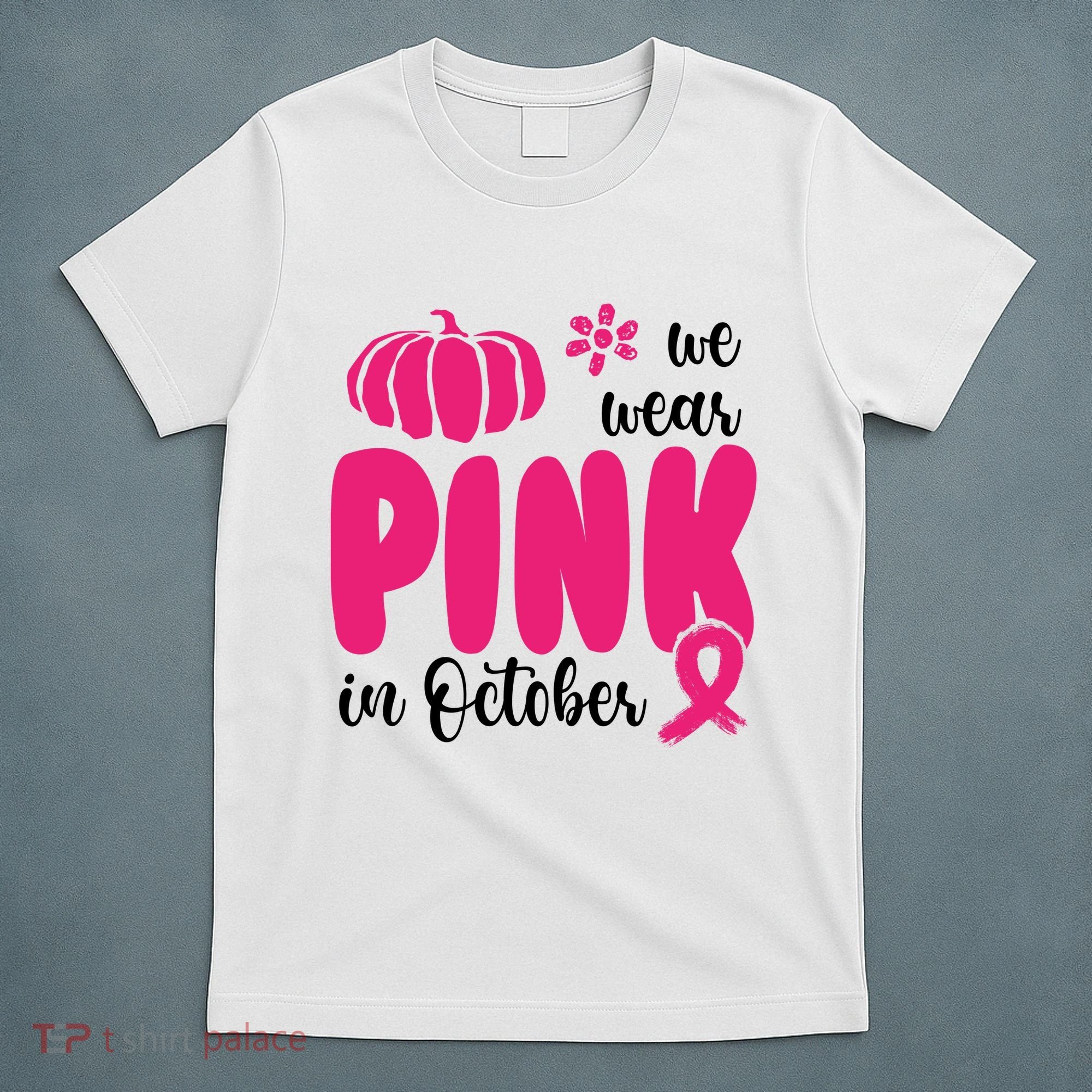 We Wear Pink In October Pumpkin Ribbon T-Shirt