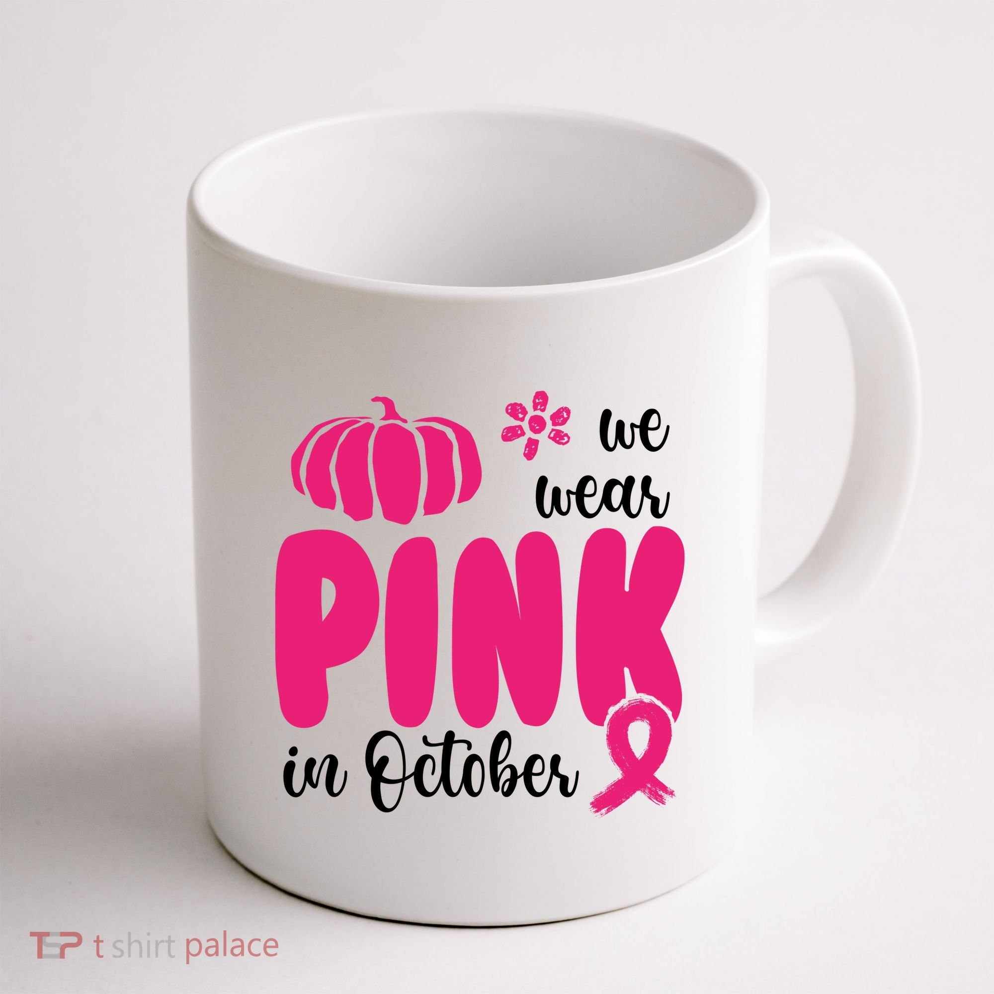 We Wear Pink In October Pumpkin Ribbon Coffee Mug