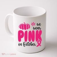 We Wear Pink In October Pumpkin Ribbon Coffee Mug thumb 0