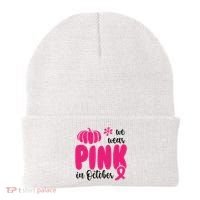 We Wear Pink In October Pumpkin Ribbon Beanie thumb 0
