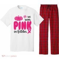 We Wear Pink In October Pumpkin Ribbon Pajama Set thumb 0