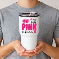 We Wear Pink In October Pumpkin Ribbon Tumbler thumb 2