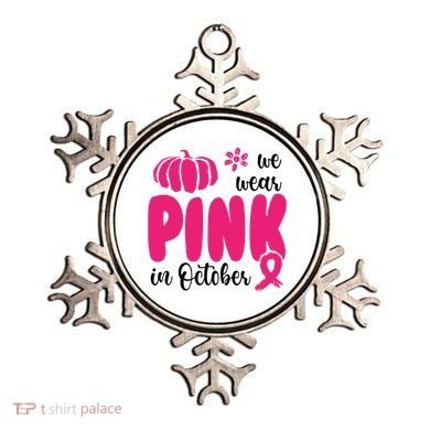 We Wear Pink In October Pumpkin Ribbon Ornament