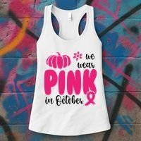 We Wear Pink In October Pumpkin Ribbon Women's Tank Top thumb 3