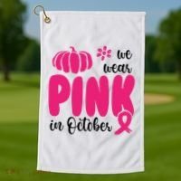 We Wear Pink In October Pumpkin Ribbon Golf Towel thumb 1