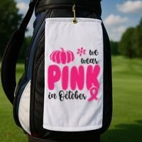 We Wear Pink In October Pumpkin Ribbon Golf Towel thumb 2