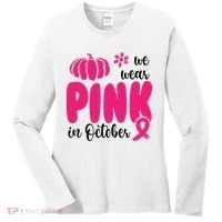 We Wear Pink In October Pumpkin Ribbon Women's Long Sleeve Shirt thumb 0