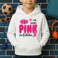 We Wear Pink In October Pumpkin Ribbon Kids Hoodie thumb 2