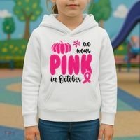 We Wear Pink In October Pumpkin Ribbon Kids Hoodie thumb 3