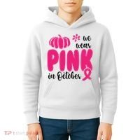 We Wear Pink In October Pumpkin Ribbon Kids Hoodie thumb 4