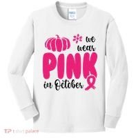 We Wear Pink In October Pumpkin Ribbon Kids Long Sleeve Shirt thumb 0