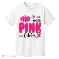 We Wear Pink In October Pumpkin Ribbon Kids T-Shirt thumb 0