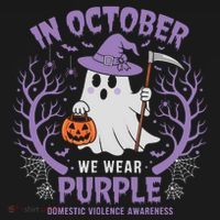 We Wear Purple Family Domestic Violence Awareness Halloween Women's Hoodie thumb 2